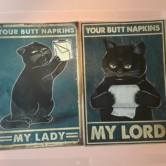 QTY 6 - Bathroom Cats Framable Coated Canvas Prints - size 8 x 11.5 inches - Picture 1 of 9